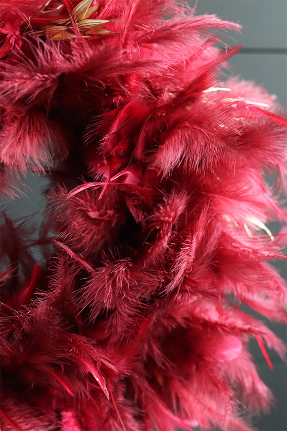 Bordowe Pióra, dwustronny wielkanocny wianek z piórami