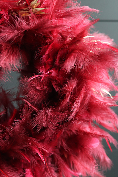 Bordowe Pióra, dwustronny wielkanocny wianek z piórami