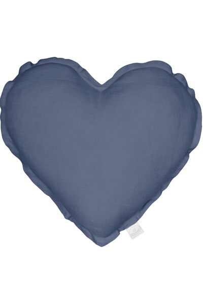 Heart Pillow, lniana poduszka w kształcie serca, denim