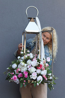 Angelo Garden Delicja, lampion nagrobny z kwiatami