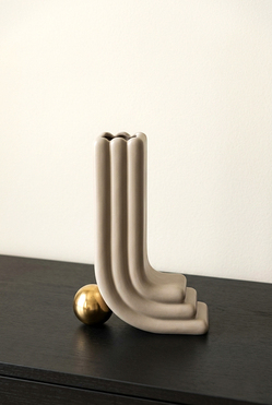 Lyon, nowoczesny wazon ceramiczny z kulą, beżowy, wys.35cm 