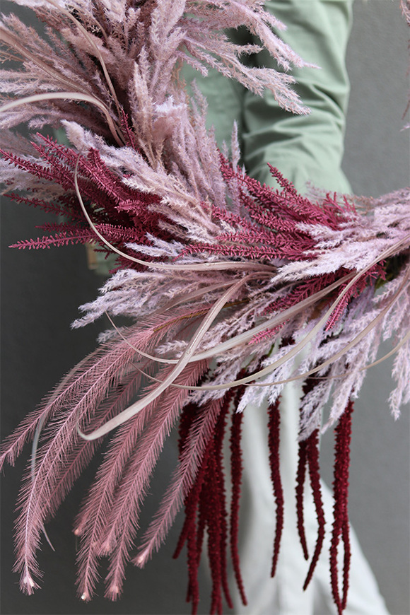 Wrzosowisko, dekoracyjny wianek z traw boho