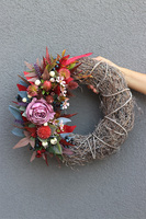 Jesień w Pełni, asymetryczny jesienny wianek, rozp.36cm