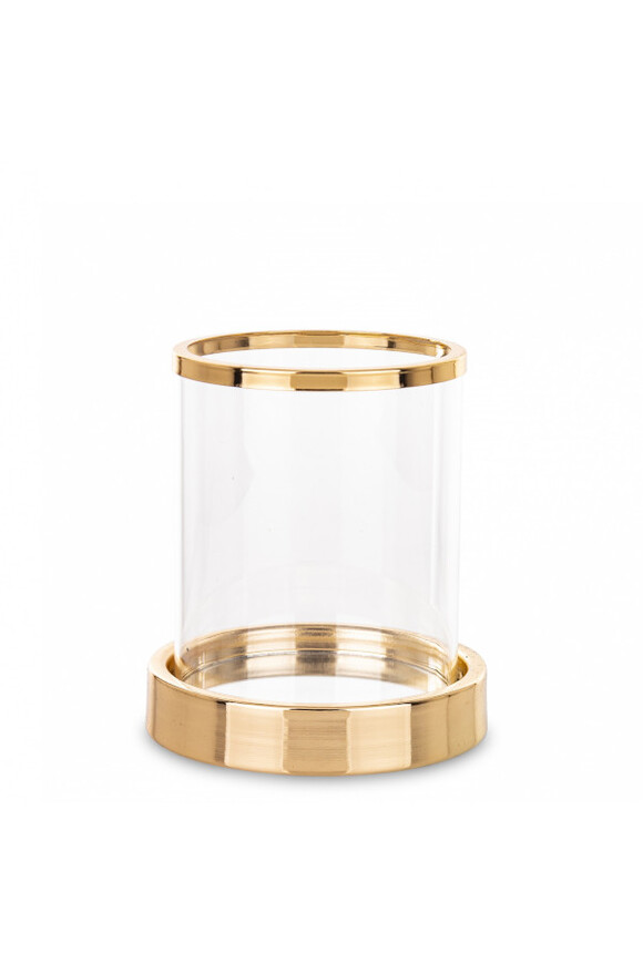 Somero Gold B, złoty szklany świecznik, wym.14x12x12cm