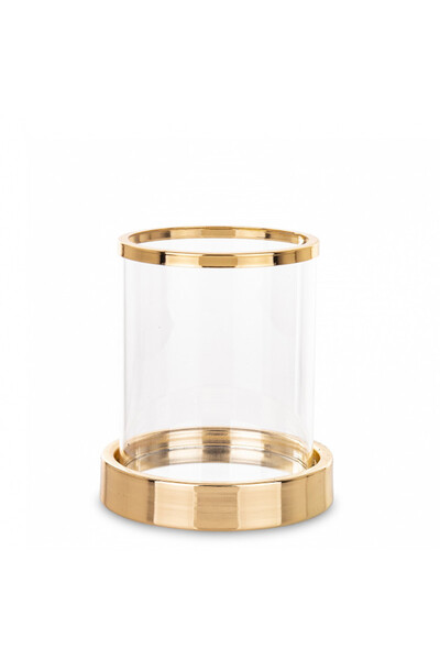 Somero Gold B, złoty szklany świecznik, wym.14x12x12cm