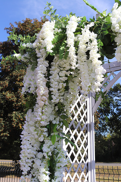 elegancka girlanda z białymi kwiatami, Wisterianna, dł.350cm