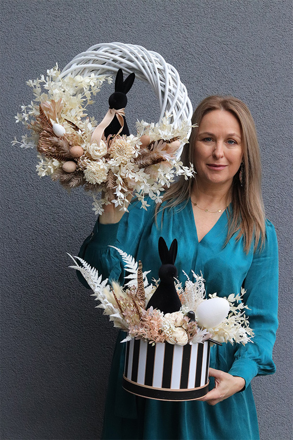 Beige Boho, wiosenny flowerbox z zajączkiem