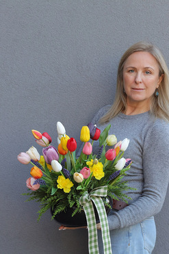 OD RĘKI Kolory Wiosny, dekoracja nagrobna w misie, wys.38cm