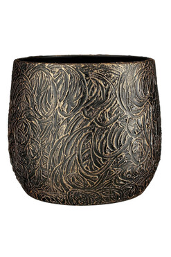 Arthur D, osłonka donica ceramiczna, czarno-złota, wym.15x19cm