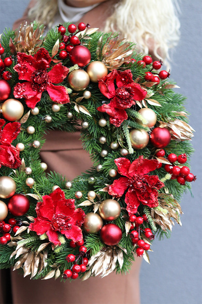 Red&Gold świąteczny wianek dekoracyjny