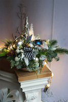 Blue Xmas, granatowy zimowy stroik LED