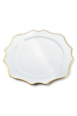Blanche Gold Rev, biały podtalerz ze złotą krawędzią, śr.33cm