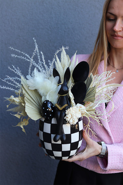 Bookbunny Szachownica, wiosenny stroik z zajączkiem, wys.33cm