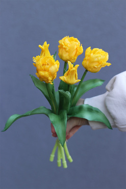 Novelty Yellow, bukiet gumowych tulipanów, 5szt. dł.32cm