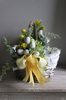 dekorowany koszyczek wielkanocny z serwetką, Yellow Spring, wys.24cm