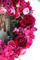 Fuksjano, różowy wianek, śr.44cm