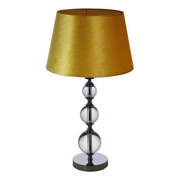 Trzy Kule, lampa stołowa, abażur musztardowy, wys.65cm  