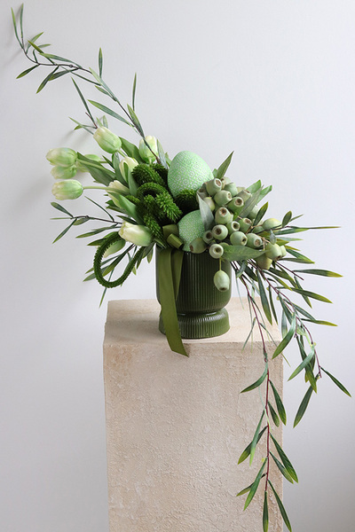 Green Eggs, stroik wielkanocny w zielonej tonacji, wym.33x80x24cm 