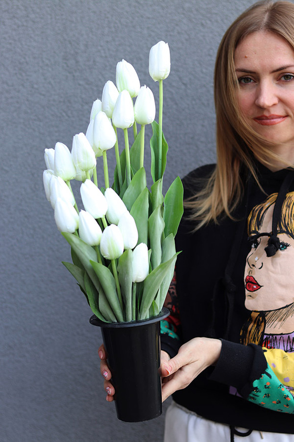 Tulippo New Design White, komplet dekoracji nagrobnych