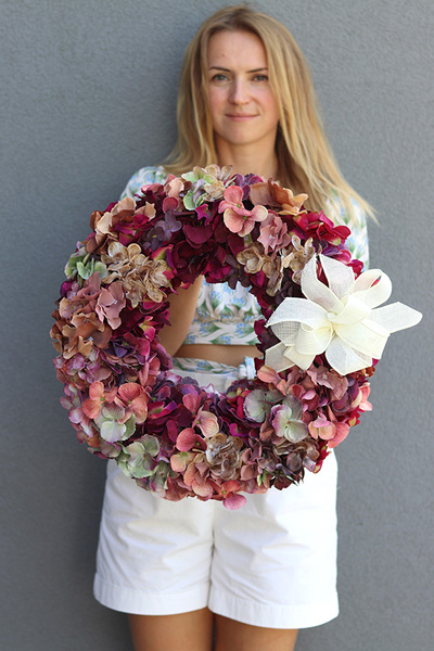 dekoracyjny wianek z hortensją, Hortensjane, śr.40cm