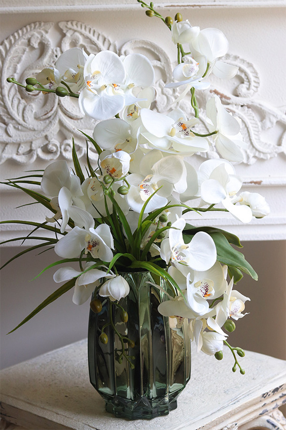 Belide Corrida, sztuczny storczyk w szklanym wazonie