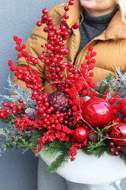 Red Classic Laos, stroik świąteczny LED, wym.60x70x30cm