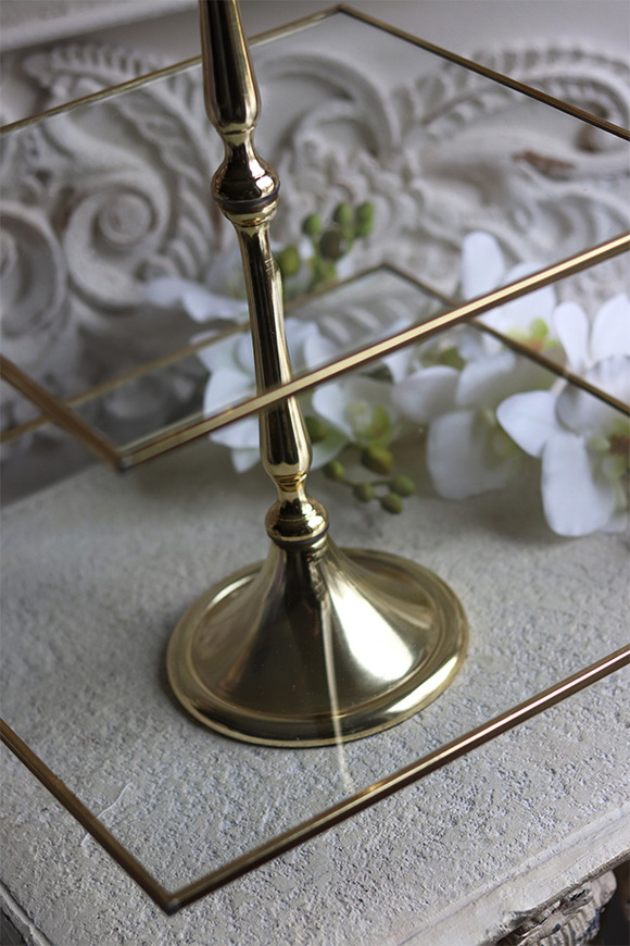 etażerka trzypiętrowa, kwadratowa, Lux Villa Gold Glamour