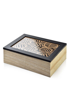 Leaves, pudełko na herbatę z przegródkami, wym.8.7x24x18.5cm