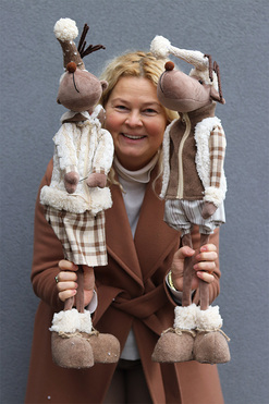 OD RĘKI Renifer Natural, laleczka zimowa stojąca, 2 sztuki, wys.80cm  