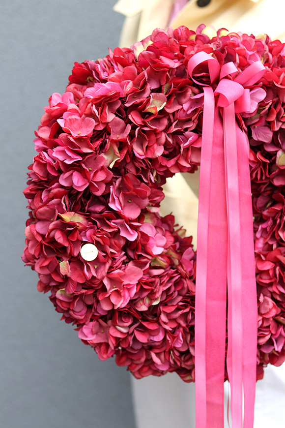 Hortensje Royal, wianek z hortensji na drzwi, śr.40cm