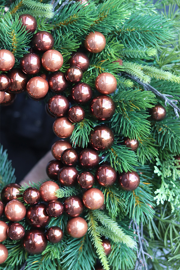 Zimowe Brązy, elegancki świąteczny wianek, śr.56cm