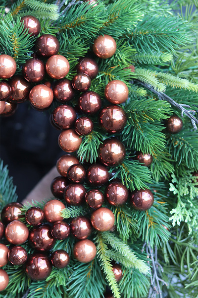 Zimowe Brązy, elegancki świąteczny wianek, śr.56cm