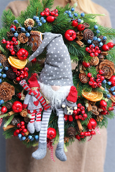 Skrzat Świąteczny, bożonarodzeniowy wianek na drzwi	