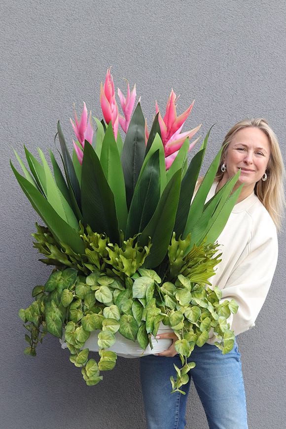 Helikonia Saute Round, kompozycja kwiatowa do Twojej donicy