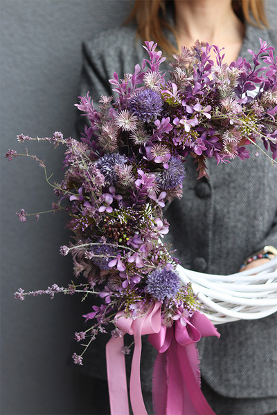 Violet Boho, asymetryczny wianek na drzwi