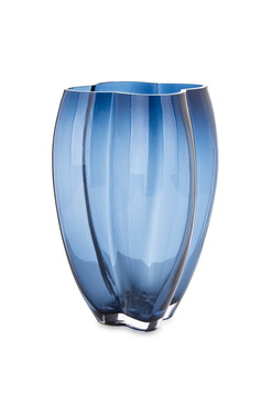 Bluu, niebieski szklany wazon B, wym.25x15cm