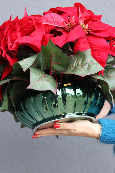 Gwiazda Betlejemska Green Deco, wysokiej jakości sztuczna roślina