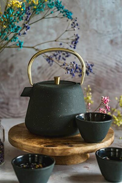 Osaka, żeliwny zestaw do herbaty na 4 osoby, szary, poj.1l