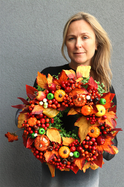 jesienny pomarańczowy wianek, Radość