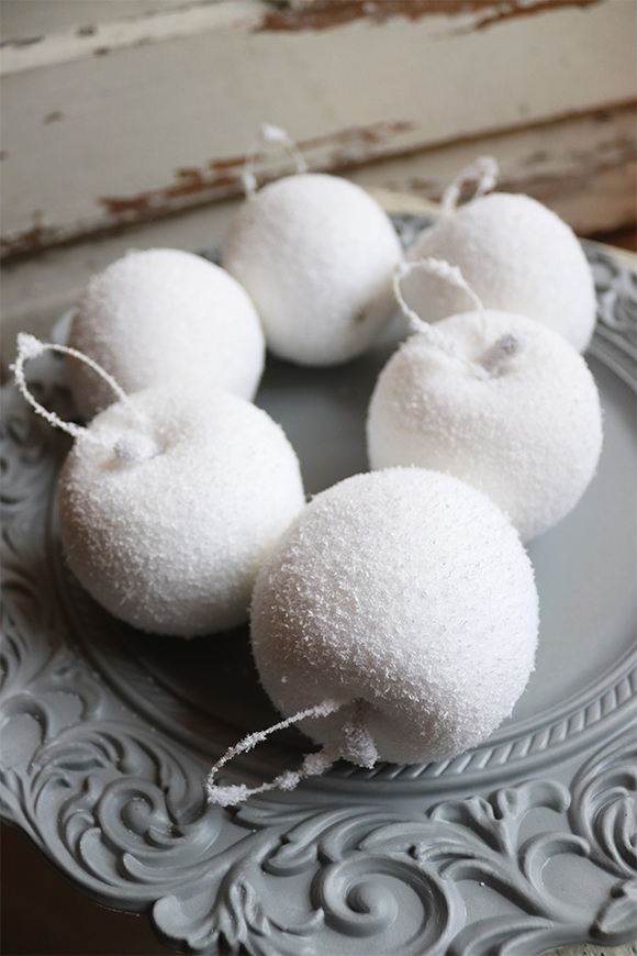 Śnieżne Jabłka, komplet 6-ciu zawieszek