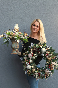 Goldira, komplet dekoracji świątecznych, wianek+stroik