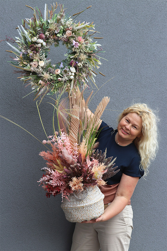 Boho Gerera, wianek dekoracyjny z suszem