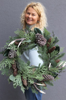 Poroże, wianek ozdobny / stroik dekoracyjny, śr.55cm