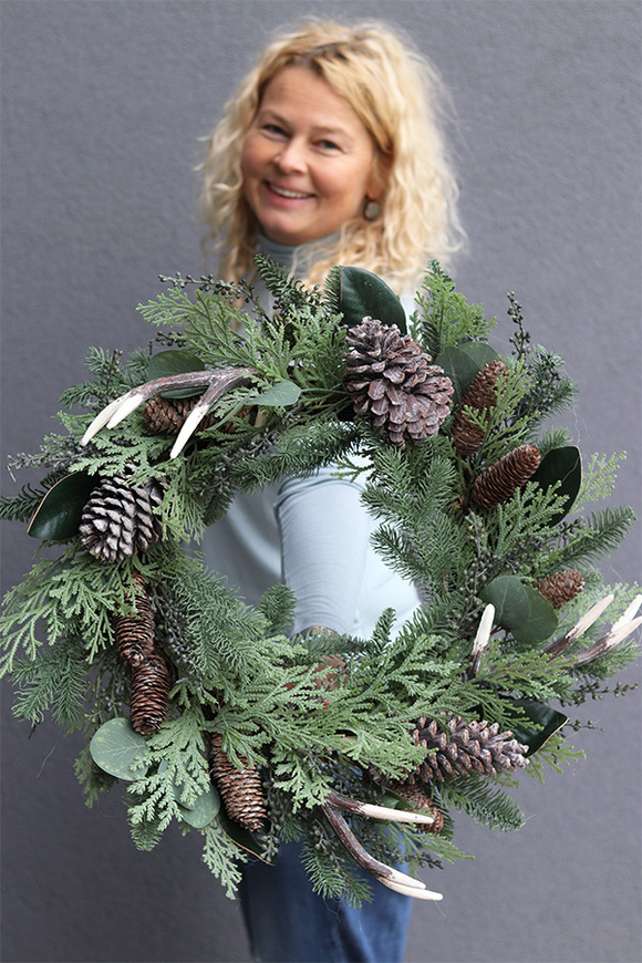 Poroże, wianek ozdobny / stroik dekoracyjny, śr.55cm