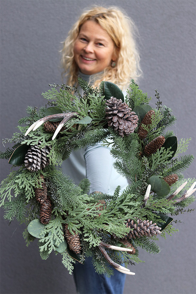 Poroże, wianek ozdobny / stroik dekoracyjny, śr.55cm