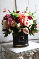 czarny flowerbox z różowymi kwiatami, Marzenna, wys.40cm