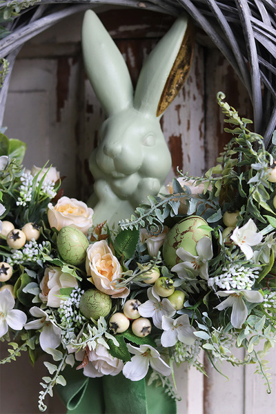 Greeneria, wielkanocny wianek z zajączkiem, śr.45cm