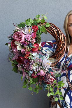 U Moniki, fioletowy asymetryczny wianek, dł.67cm