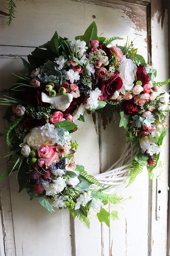 asymetryczny wianek kwiatowy, Marthano, śr.59cm 