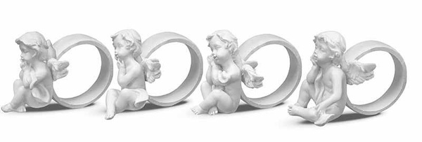 OD RĘKI Komunia Święta, obrączki do serwetek z aniołkiem, komplet 2 sztuk, wym.5x8cm